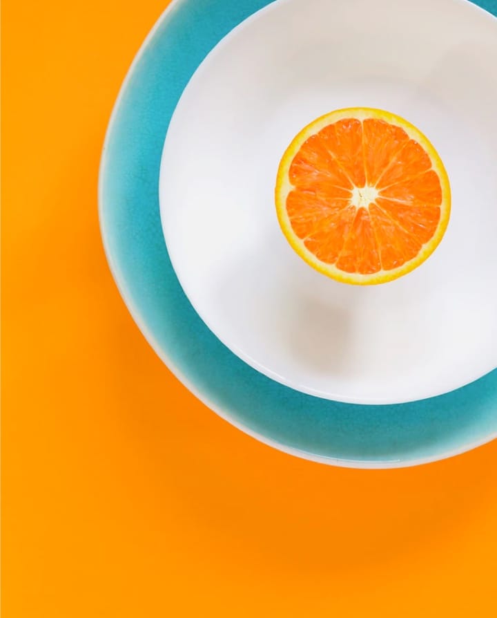 Orange slice on plate